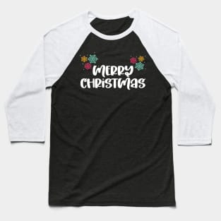 Merry Christmas Snowflakes Design Baseball T-Shirt